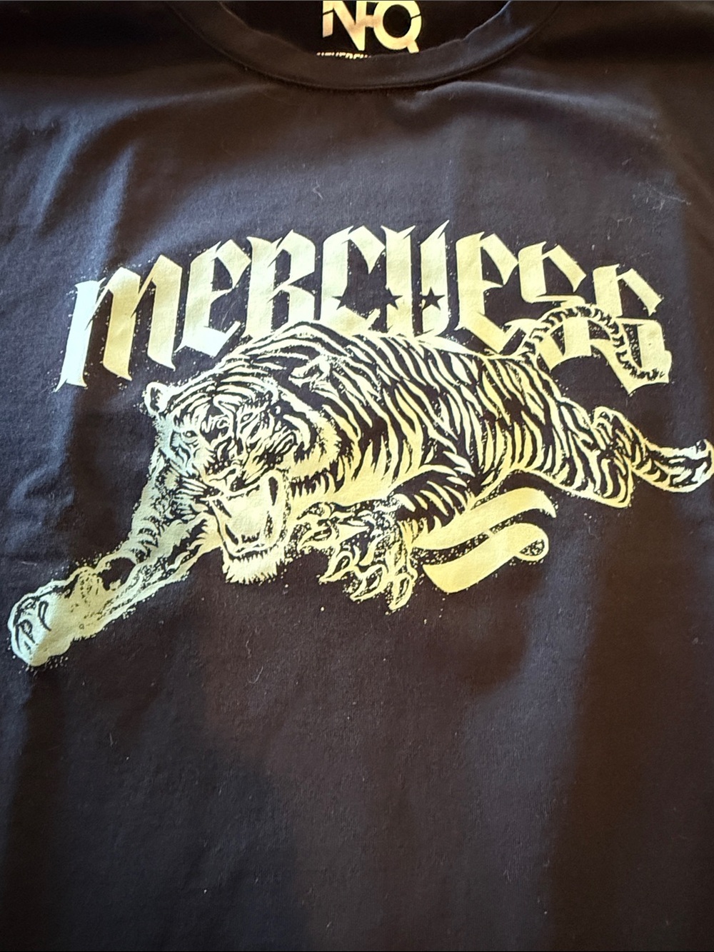 MERCILESS Black Short Sleeve Tee with Yellow Tiger Graphic - Picture 2 of 5